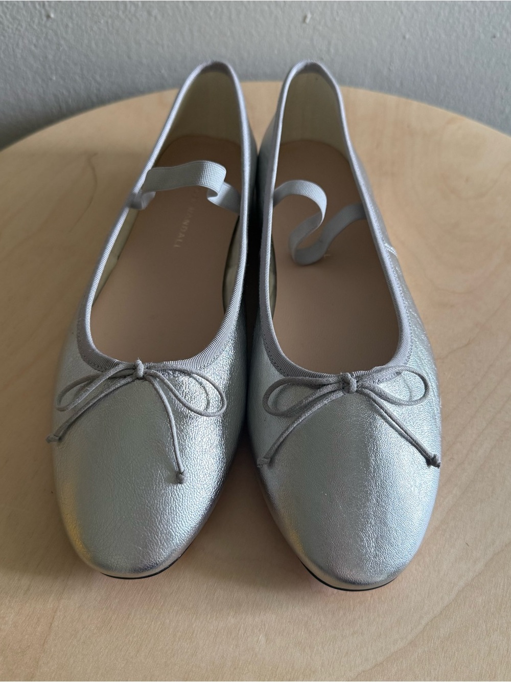 NWOT Loeffler Randall Leonie Silver Leather Ballet Flat Size 9